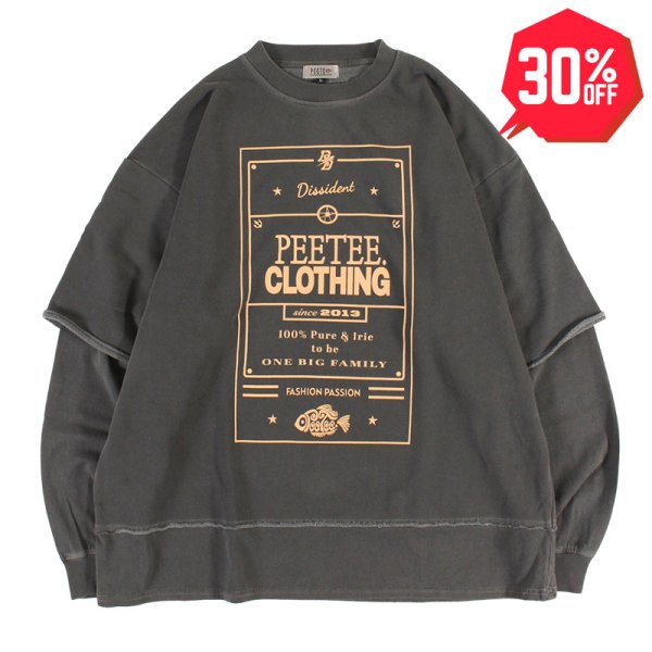 画像1: 【30%OFF】PeeTee. (ピーティー) “PEETEE CLOTHING FAKE LAYERED SWEAT” (1)
