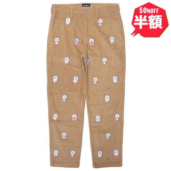 画像1: 【半額】【ラストMのみ】RIPNDIP (リップンディップ) “Hello Nermy Corduroy Embroidered Pants” (1)