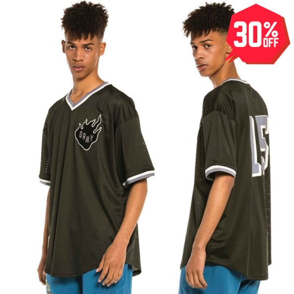 画像1: 【30%OFF】【ラストLのみ】GRIMEY / GRMY (グライミー) “TRESPASS V NECK MESH TEE” (1)