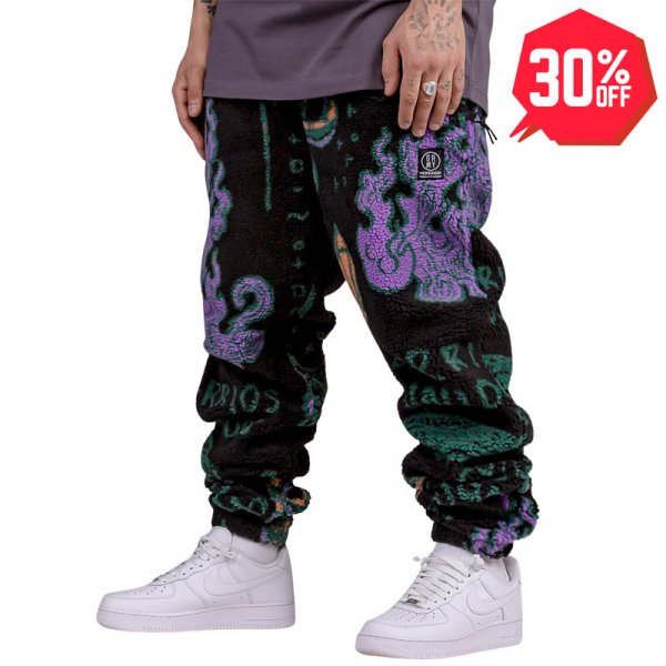 画像1: 【30%OFF】【ラストMのみ】GRIMEY / GRMY (グライミー) “LOST BOYS ALL OVER JACQUARD SHERPA PANTS” (1)