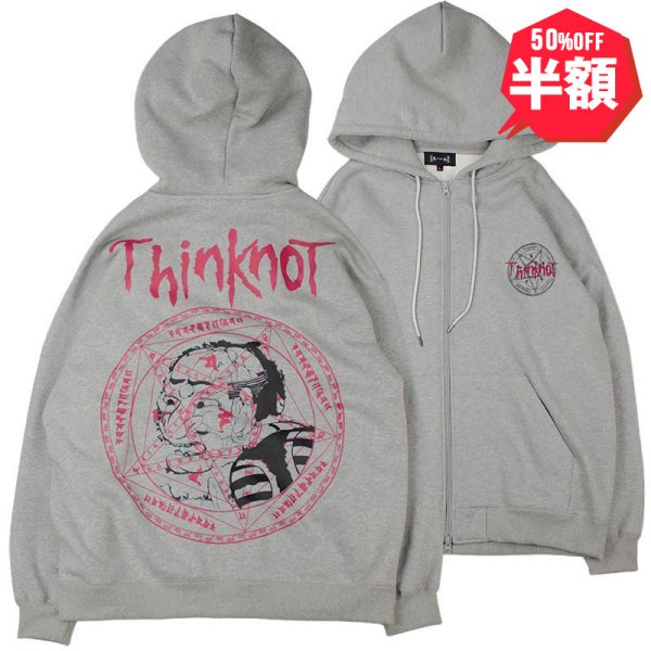 画像1: 【半額】【ラストLのみ】THINK[真紅] (シンク) “ThinKnoT ジップ フーディ” (1)