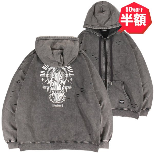 画像1: 【半額】BUDS（バッズ）“DNC CHEMICAL DAMAGE ZIP HOODIE” (1)