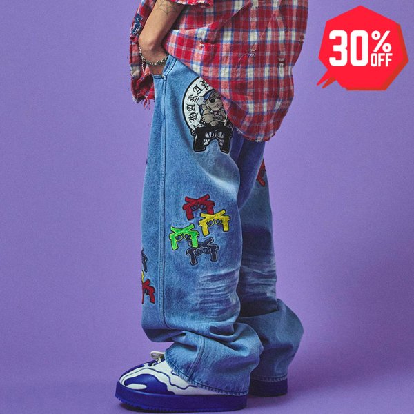 画像1: 【30%OFF】GALFY(ガルフィー) “チャカパッチデニム2” (1)