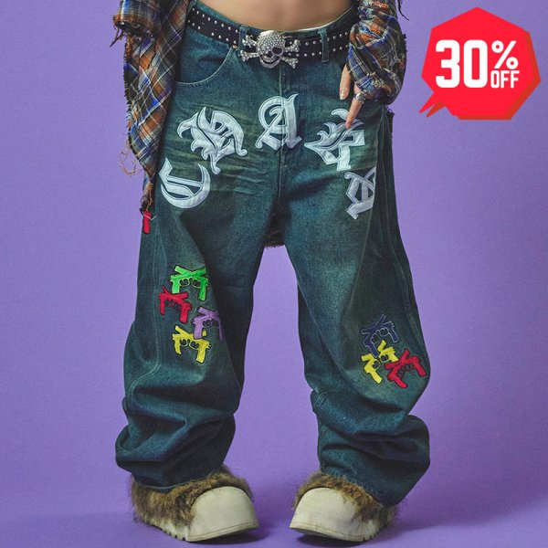 画像1: 【30%OFF】GALFY(ガルフィー) “チャカパッチデニム2” (1)