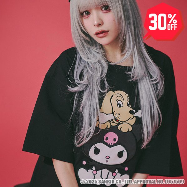 画像1: 【30%OFF】【ラスト中型犬（L）のみ】GALFY(ガルフィー)ｘクロミ “クロミちゃんとGALFYの半袖TEE” (1)