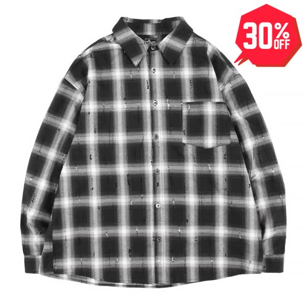 画像1: 【30%OFF】KINGSIZE（キングサイズ）“DAMAGE L/S SHIRT” (1)