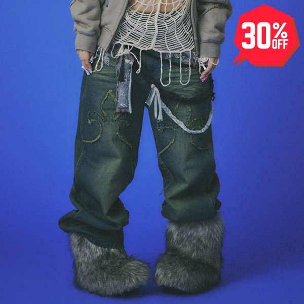 画像1: 【30%OFF】GALFY(ガルフィー) “百合の紋紋デニム” (1)