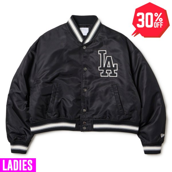 画像1: 【30%OFF】NEWERA（ニューエラ）“Women's バーシティージャケット ロサンゼルス・ドジャース ブラック” (1)