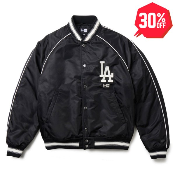 画像1: 【30%OFF】NEWERA（ニューエラ）“ナイロン バーシティージャケット ロサンゼルス・ドジャース ブラック” (1)