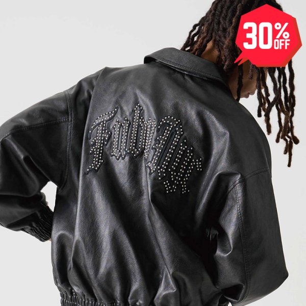 画像1: 【30%OFF】FUBU（フブ） “FAUX LEATHER STUDS PATCH JACKET” (1)