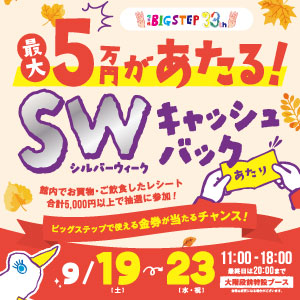 🍁シルバーウィークはBIGSTEPでキャッシュバックキャンペーン🍁