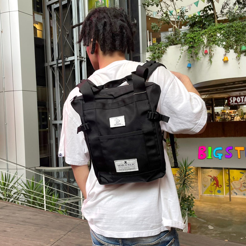 枚数限定 マキャベリック トートバッグ PEANUTS×MAKAVELIC TOTE BACKPACK BLACK (019) 