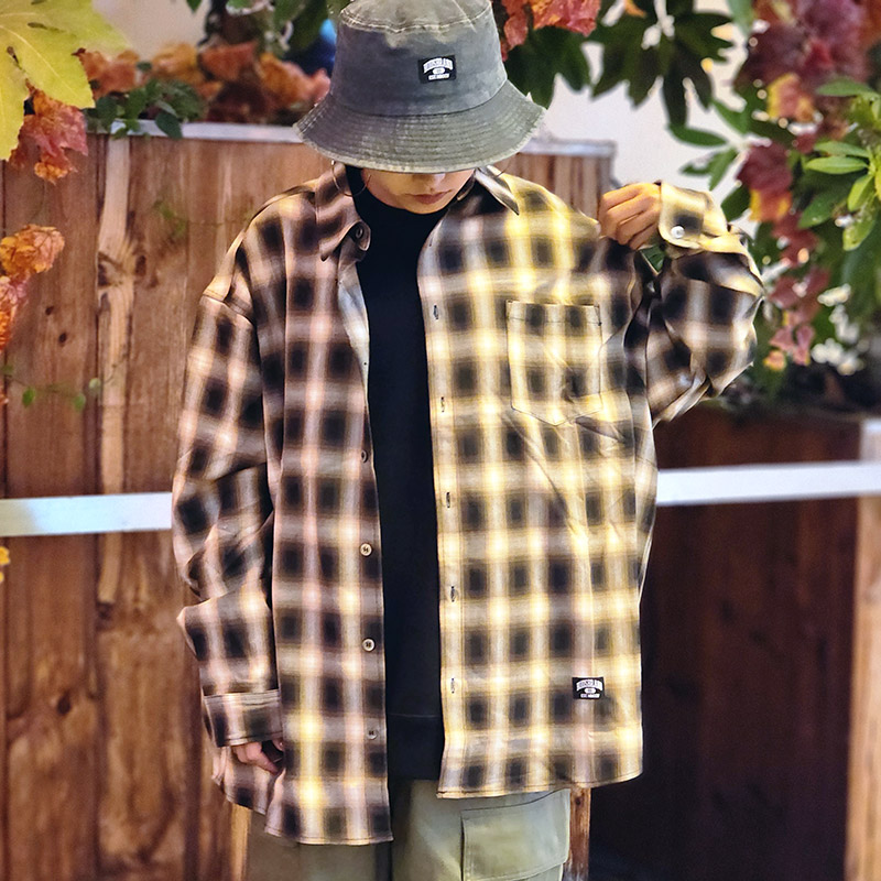 ラストXLのみ】BUDS（バッズ）“OMBRE CHECK LOOSE SHIRTS” - DISSIDENT