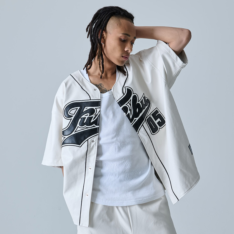 FUBU（フブ） “FAUX LEATHER BASEBALL SHIRTS”