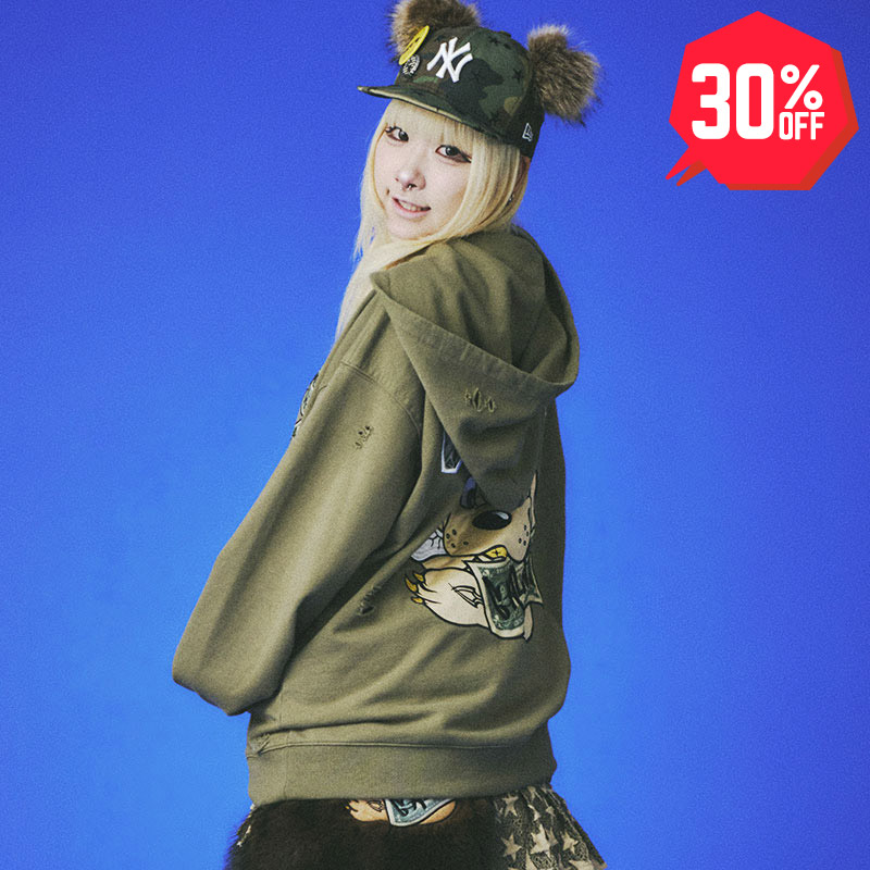 TREASUREフーディー パーカー PULSE ON カーキ khaki M 吉野北人